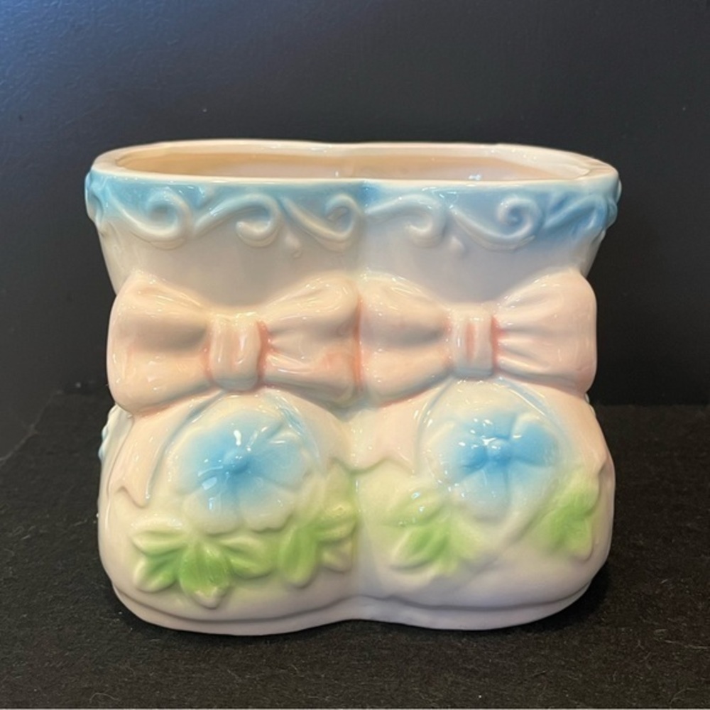 Vintage Baby Boot Booty Nursery Planter Catchall